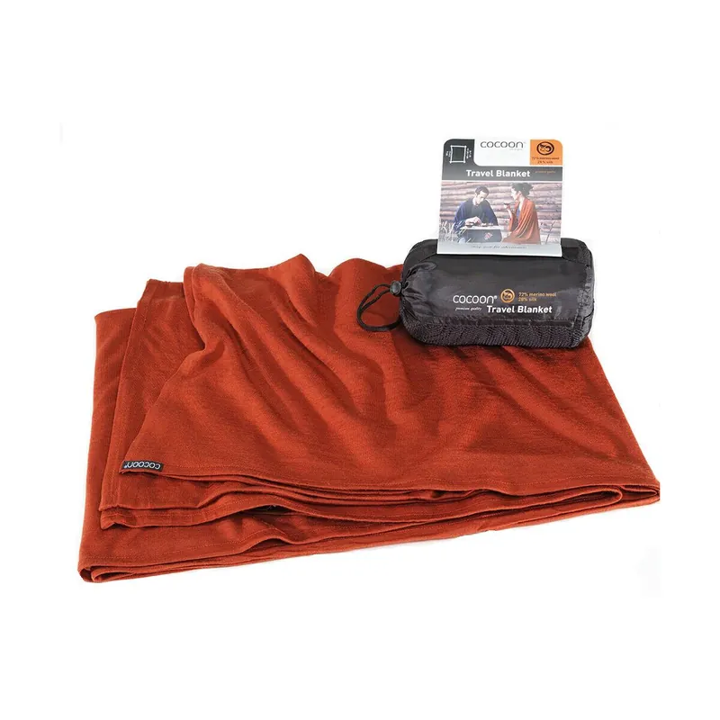 Preisreduziert COCOON Reisedecke Merino Wolle / Seide dark terracotta
