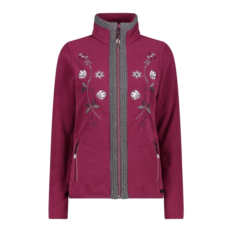 Solange Der Vorrat Reicht CMP Blouson aus Fleece mit floralem Stickerei für Damen